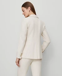 Ann Taylor The Greenwich Blazer Pinstripe Black Cream Combo Women's