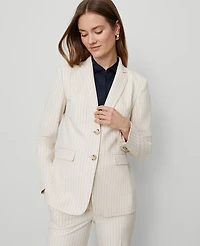 Ann Taylor The Greenwich Blazer Pinstripe Black Cream Combo Women's