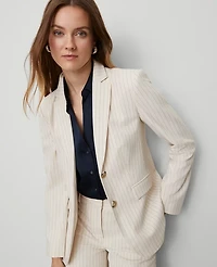 Ann Taylor The Greenwich Blazer Pinstripe Black Cream Combo Women's