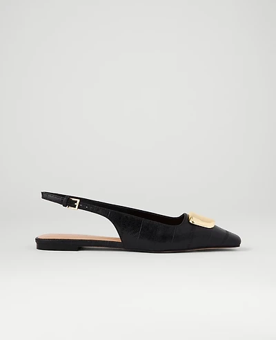 Ann Taylor Leather Buckle Slingback Flat Women's