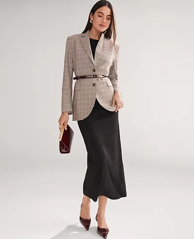 Ann Taylor The Madison Blazer Plaid Copper/Cream Multi Women's