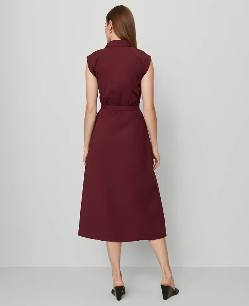 Ann Taylor Petite Belted Flare Midi Shirtdress Women's