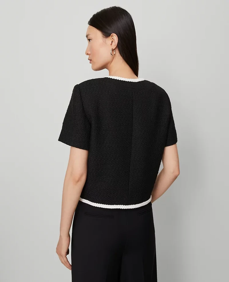 Ann Taylor Tweed Trim Jacket Black Women's