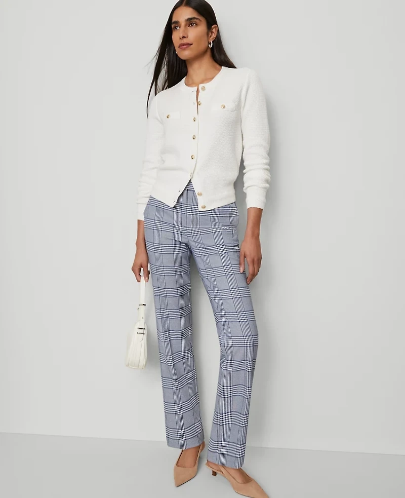 Ann Taylor The Petite Bridgette Pant Plaid Faded Denim Women's