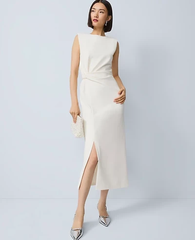 Ann Taylor Crew Neck Twist Sheath Dress Winter White Women's