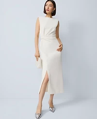 Ann Taylor Crew Neck Twist Sheath Dress Winter White Women's