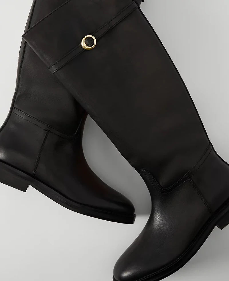 Ann Taylor Chain Wrap Leather Riding Boot Women's