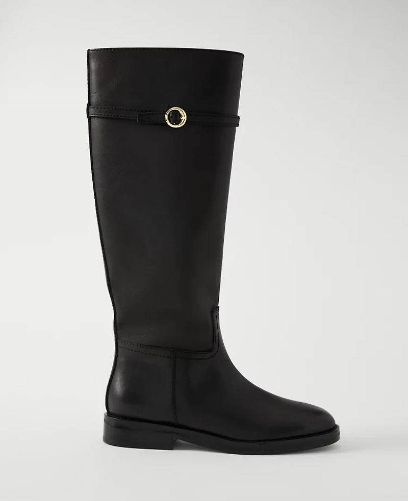 Ann Taylor Chain Wrap Leather Riding Boot Women's