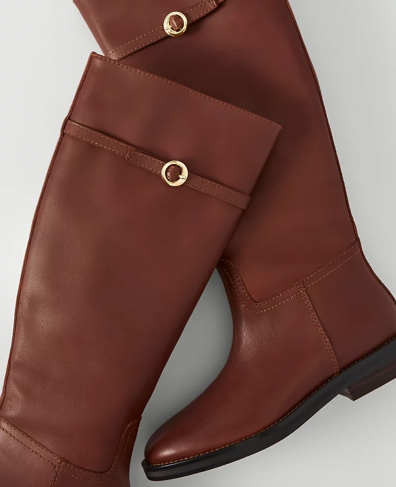 Ann Taylor Chain Wrap Leather Riding Boot Women's