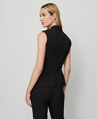 Ann Taylor Belted Double Breasted Vest Seasonless Stretch Core Black Women's