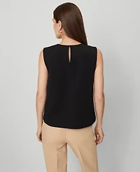 Ann Taylor Petite Ponte Patch Pocket Top Black Women's