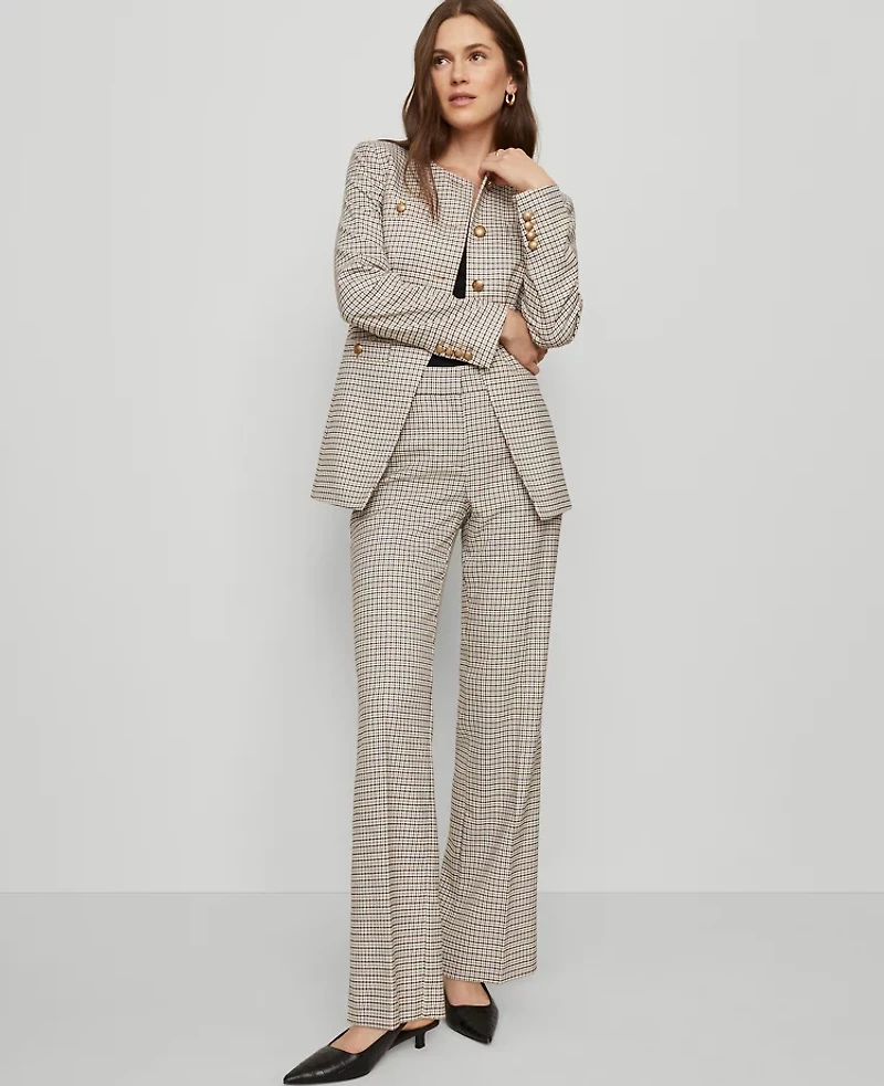 Ann Taylor The Petite Jayne Trouser Pant Houndstooth Cafe Au Lait Women's