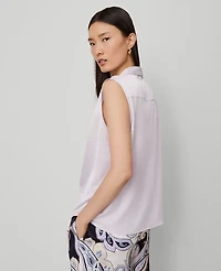 Ann Taylor Petite Mixed Media V-Neck Top Spring Lilac Women's