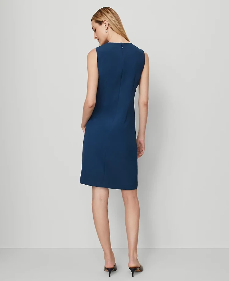 Ann Taylor The Petite Crew Neck Shift Dress Crepe Moonlit Backdrop Women's