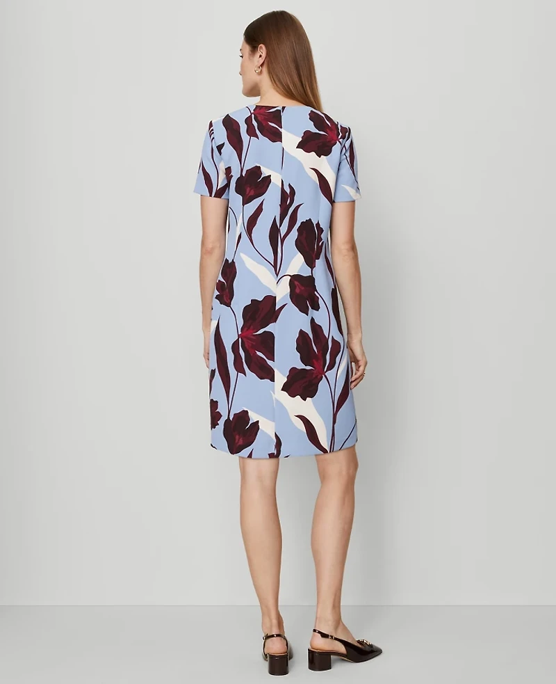 Ann Taylor Petite Floral Shift Dress Placid Blue Women's