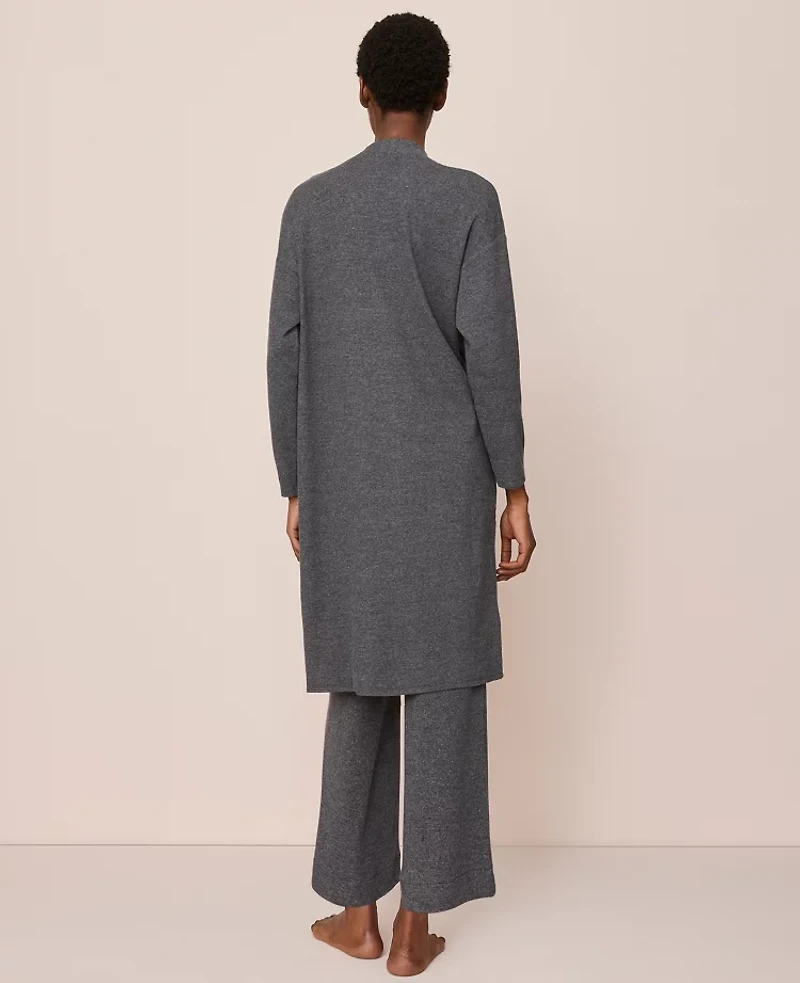 Ann Taylor Ribbed Lounge Duster Dark Graphite Heather Women's