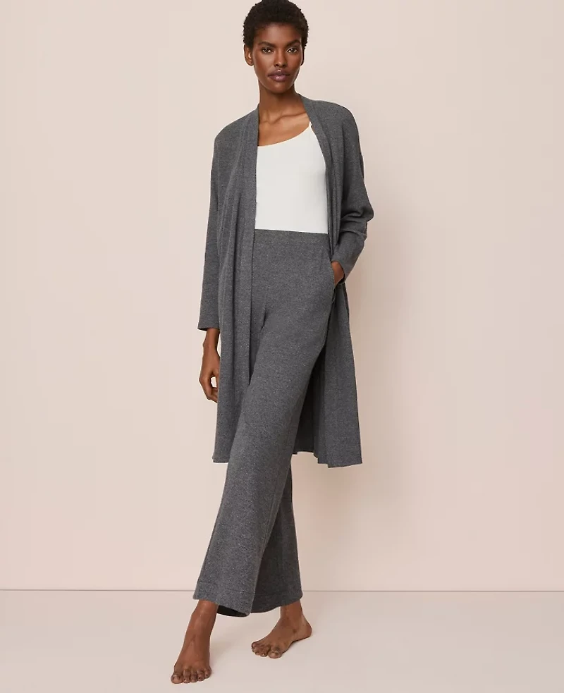 Ann Taylor Ribbed Lounge Duster Dark Graphite Heather Women's
