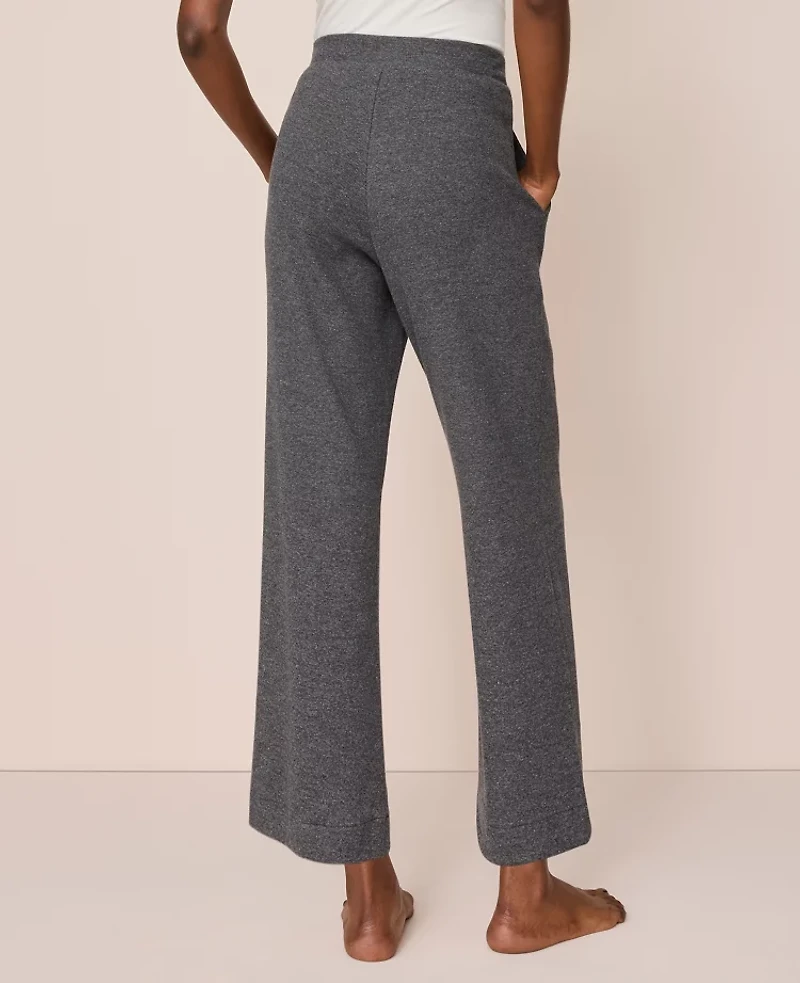 Ann Taylor Ribbed Wide-Leg Lounge Pants Dark Graphite Heather Women's