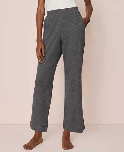 Ann Taylor Ribbed Wide-Leg Lounge Pants Dark Graphite Heather Women's