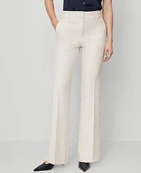 Ann Taylor The Flare Trouser Pant Pinstripe Pale Linen Women's