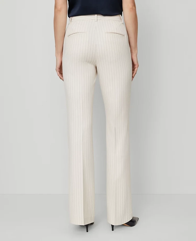 Ann Taylor The Flare Trouser Pant Pinstripe Pale Linen Women's