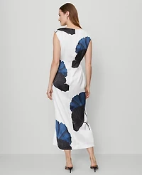 Ann Taylor Petite Asymmetric Satin Sheath Dress Moonlit Backdro Women's