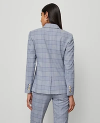 Ann Taylor The Petite Hutton Blazer Glen Check Faded Denim Women's