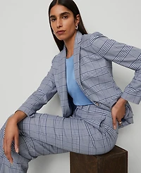 Ann Taylor The Petite Hutton Blazer Glen Check Faded Denim Women's