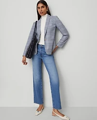 Ann Taylor The Petite Hutton Blazer Glen Check Faded Denim Women's