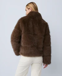 Ann Taylor Weekend Collection Faux Fur Short Jacket Dark Brown Women's