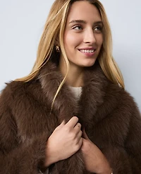 Ann Taylor Weekend Collection Faux Fur Short Jacket Dark Brown Women's