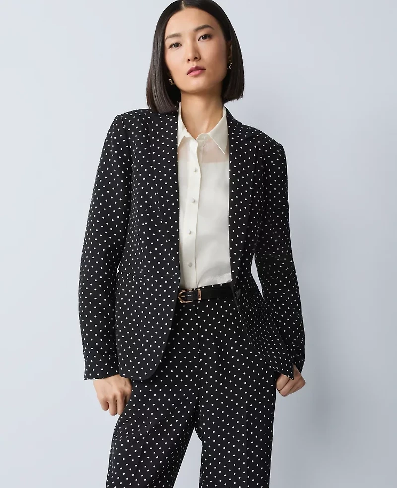 Ann Taylor The Hutton Blazer Dotted Crepe Black Women's