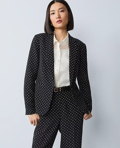 Ann Taylor The Hutton Blazer Dotted Crepe Black Women's
