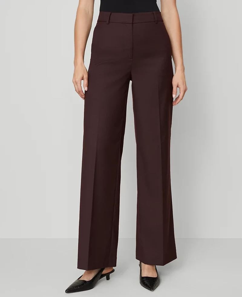 Ann Taylor The Petite Wide-Leg Pant — Curvy Fit Classic Burgundy Women's