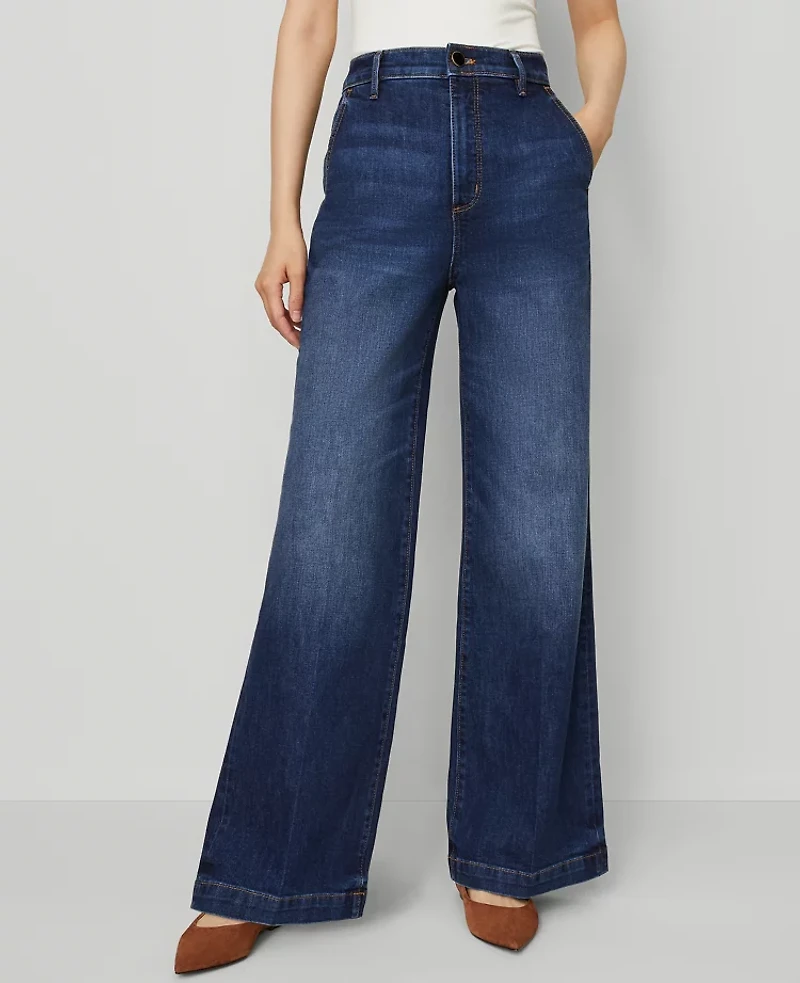 Ann Taylor The Petite Trouser Jean Bright Medium Stone Wash Women's