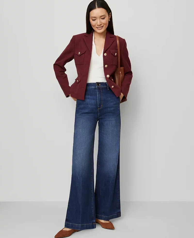 Ann Taylor The Petite Trouser Jean Bright Medium Stone Wash Women's