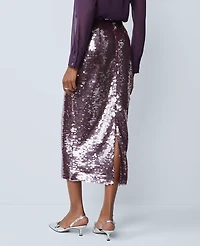 Ann Taylor Sequin Column Midi Skirt Frosted Burgundy Women's