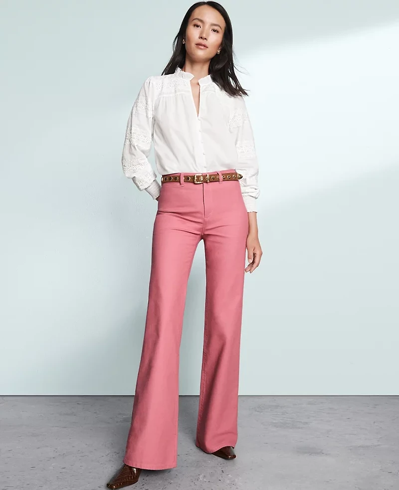 Ann Taylor Petite Weekend Collection Go-Everywhere Flare Pant Size 8 French Pink Clay Women's