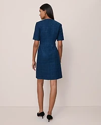 Ann Taylor Tweed Crew Neck Shift Dress Moonlit Backdrop Women's