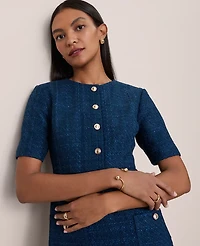Ann Taylor Tweed Crew Neck Shift Dress Moonlit Backdrop Women's