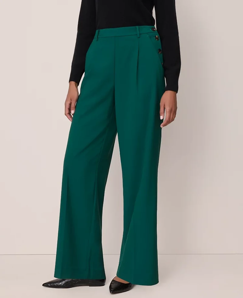 Ann Taylor The Side Button Wide Leg Pant Women's