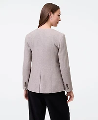 Ann Taylor The Fitted Crew Neck Jacket Herringbone Mixed Tan Women's