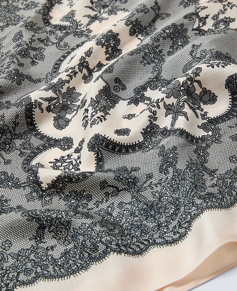 Ann Taylor Printed Silk Scarf Ivory Whisper Women's