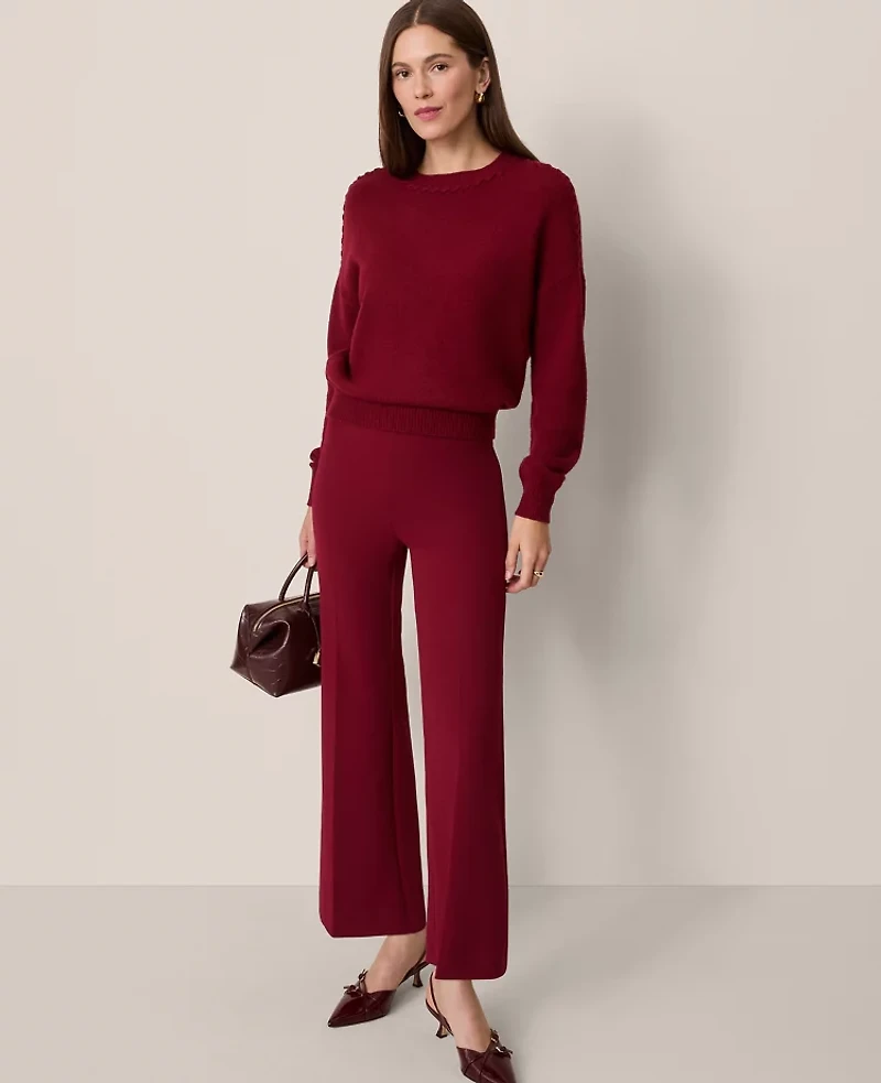 Ann Taylor The Petite Side Zip Flare Pant Size 12 Cherry Pie Women's