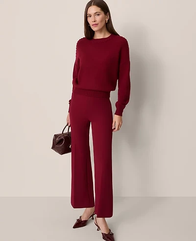 Ann Taylor The Petite Side Zip Flare Pant Size 12 Cherry Pie Women's