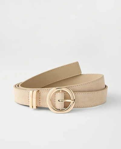 Ann Taylor Suede Round Buckle Belt Natural Tan Women's