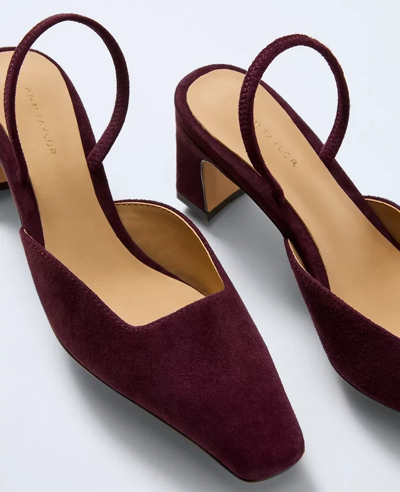 Ann Taylor Suede Slingback Pump Rich Cranberry Women's