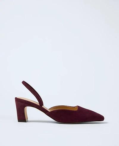 Ann Taylor Suede Slingback Pump Rich Cranberry Women's