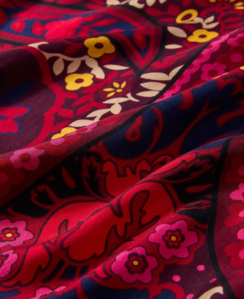 Ann Taylor Paisley Oversized Silk Scarf Plum Burst Women's