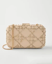 Ann Taylor Beveled Crystal Embellished Clutch Handbag Ivory Women's